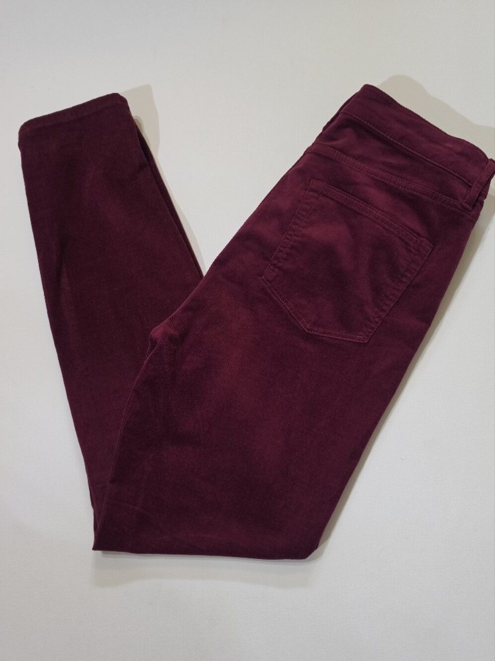 Loft Velvet Corduroy Skinny Pants Womens Size 8 Maroon High Rise Retro Style - Picture 6 of 7